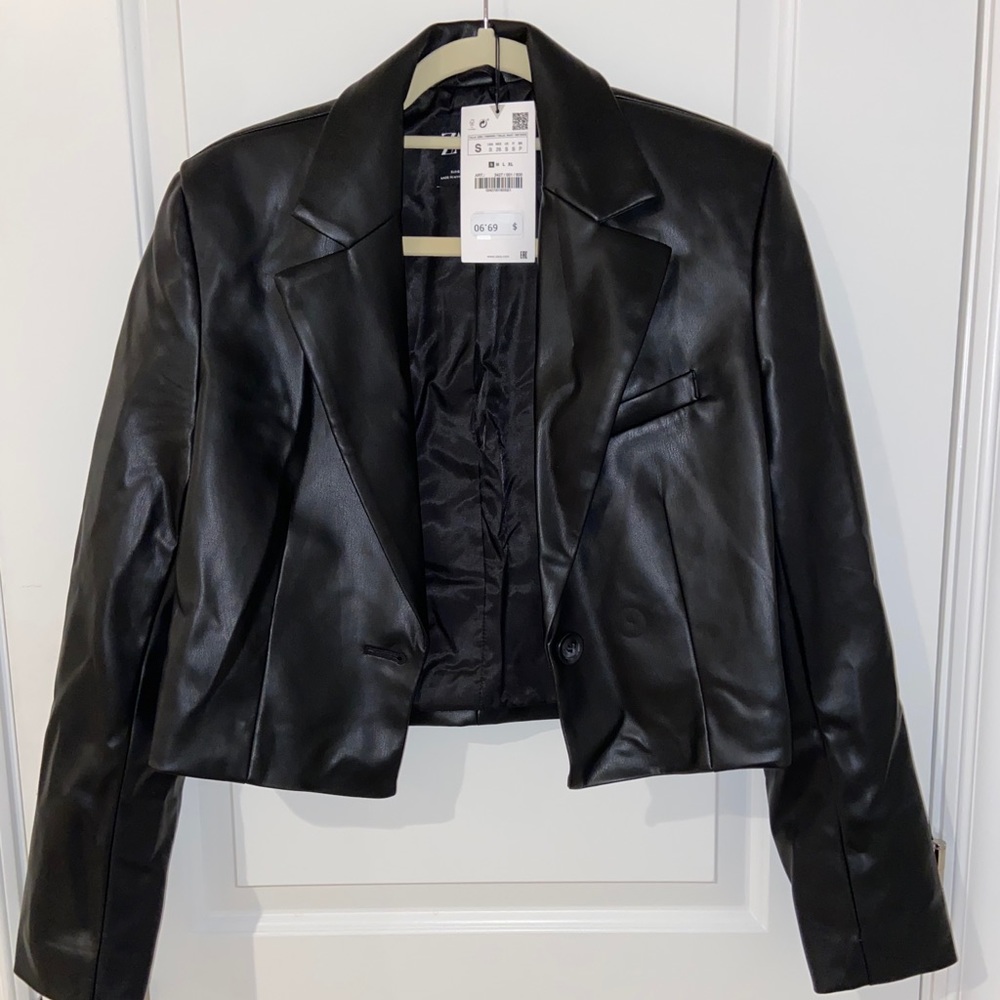 NWT Zara Faux Leather Jacket Cropped